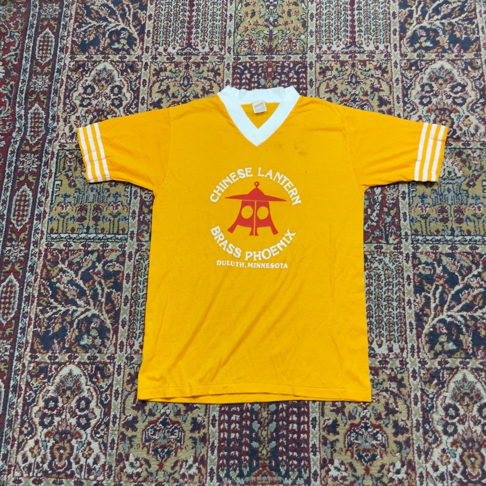 VTG 70s 80s Sportswear Chinese Lantern Brass Phoenix Duluth T-Shirt Yellow S USA